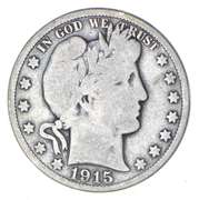 1915 Barber Head Silver Half Dollar - Circulated