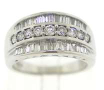 Sleek White Gold Triple Row Baguette &RBC Band