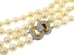 Unforgettable Double Strand Necklace w Pave Diamond Clasp