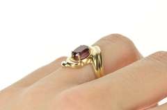 10K Yellow Gold Oval Purple Tourmaline Diamond Swirl Bypass Ring