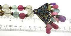 Vintage Enamel Amethyst, Aqua, Pink Tour Necklace