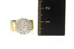 10K Yellow Gold 1.00 Ctw Retro Round Diamond Cluster Ring