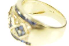 14K Yellow Gold 1.48 Ctw Princess Sapphire Diamond Band Ring