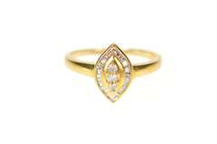 10K Yellow Gold Diamond Baguette Halo Engagement Ring
