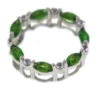 Sterling Silver Grean Tourmaline Small Circle Pendant