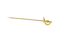 14K Yellow Gold Victorian Seed Pearl Ornate Broadsword Toothpick