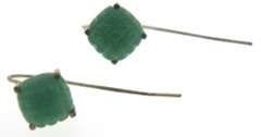 Sterling Silver Carved Jade Earrings
