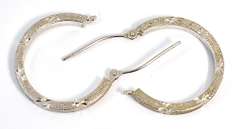 Etched White Gold Hoop Earrings