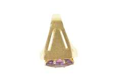 14K Yellow Gold Marquise Amethyst Solitaire Squared Statement Ring