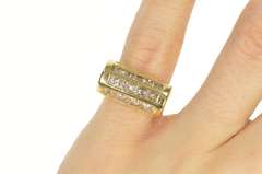 14K Yellow Gold 2.00 Ctw Five Row Princess Diamond Statement Ring
