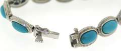 Sterling Silver Oval Turquoise Link Bracelet