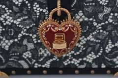 DOLCE & GABBANA  Black Lace Gold Chain Women Borse 100% Leather BOX Bag