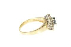 14K Yellow Gold 1.21 Ctw Oval Sapphire Diamond Halo Engagement Ring