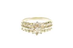 14K Yellow Gold 0.83 Ctw Diamond Round Cluster Engagement Ring