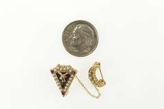 10K Yellow Gold Seed Pearl Ruby Stag Crescent Moon Lapel Pin/Brooch