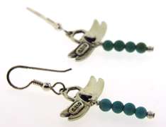 Sterling Silver Dragomfly Turquoise Earrings