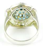 Big Blue Tourmaline & White Topaz Sterling Ring, 11