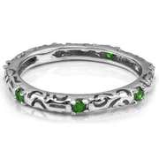 Emerald 925 Sterling Silver Eternity RingSilver Ring