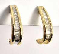 J Hoop Baguette Diamond Earrings