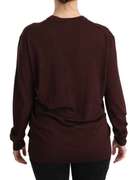 DOLCE & GABBANA  Maroon V-neck Cardigan Top Virgin Wool Sweater