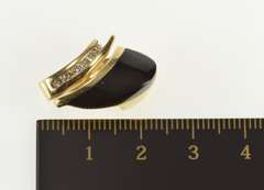 14K Yellow Gold Ornate Black Onyx Diamond Channel Slide Pendant