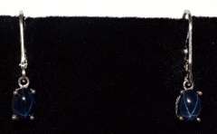 Star Sapphire Dangle Earrings in Sterling Silver