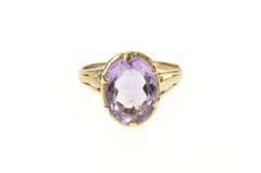 14K Yellow Gold Victorian Amethyst Oval Ornate Cocktail Ring