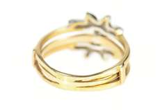 14K Yellow Gold Retro Diamond Engagement Bridal Set Ring