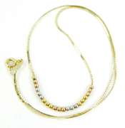 14K Necklace with Tri-Color Gold Beads