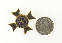 14K Yellow Gold Nassau Community College Enamel Cross Lapel Pin/Brooch