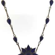 Sterling Silver Lapis Flower Style Necklace
