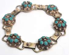 Vintage Turquoise Clusters Bracelet in Sterling Silver