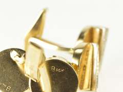 14K Yellow Gold Round Diamond Accent Geometric Retro Men's Cuff Links