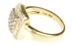 14K Yellow Gold Square Diamond Cluster Halo Engagement Ring