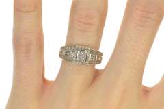 10K White Gold Princess Diamond Halo Cluster Engagement Ring