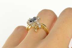 18K Yellow Gold Sapphire Diamond Bypass Engagement Ring