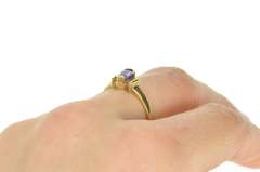 10K Yellow Gold Pear Tanzanite Diamond Accent Engagement Ring
