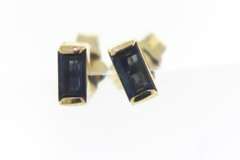 Sleek Sapphire Baguette Stud Earrings