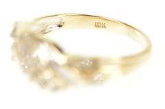10K Yellow Gold Wavy Diamond Encrusted Statement Band Ring