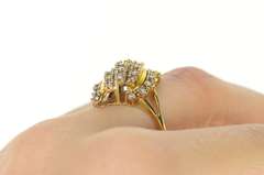10K Yellow Gold 0.87 Ctw Wavy Diamond Encrusted Statement Ring