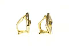 14K Yellow Gold Squared Cubic Zirconia Halo Clip Back Earrings