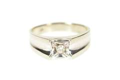 10K White Gold Men's Squared Diamond Solitaire Wedding Ring