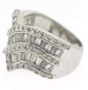 Sterling Silver Baguette And Round Ring