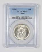 MS67 1938-S Texas Independence Commemorative Half Dollar Graded PCGS