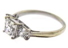Sterling Silver Three Stone Princess Cut Ring