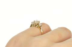 14K Yellow Gold Three Stone Diamond Classic Engagement Ring