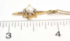 Awesome 1920's-Style Pearl North Star Necklace in 14KT Yellow Gold