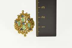 18K Yellow Gold Emerald Sapphire Retro Dot Statement Ring