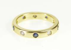 18K Yellow Gold 3.3mm Sapphire Diamond Flush Wedding Band Ring
