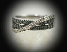 Creative 14K Blue-Green Diamond Bypass Ring